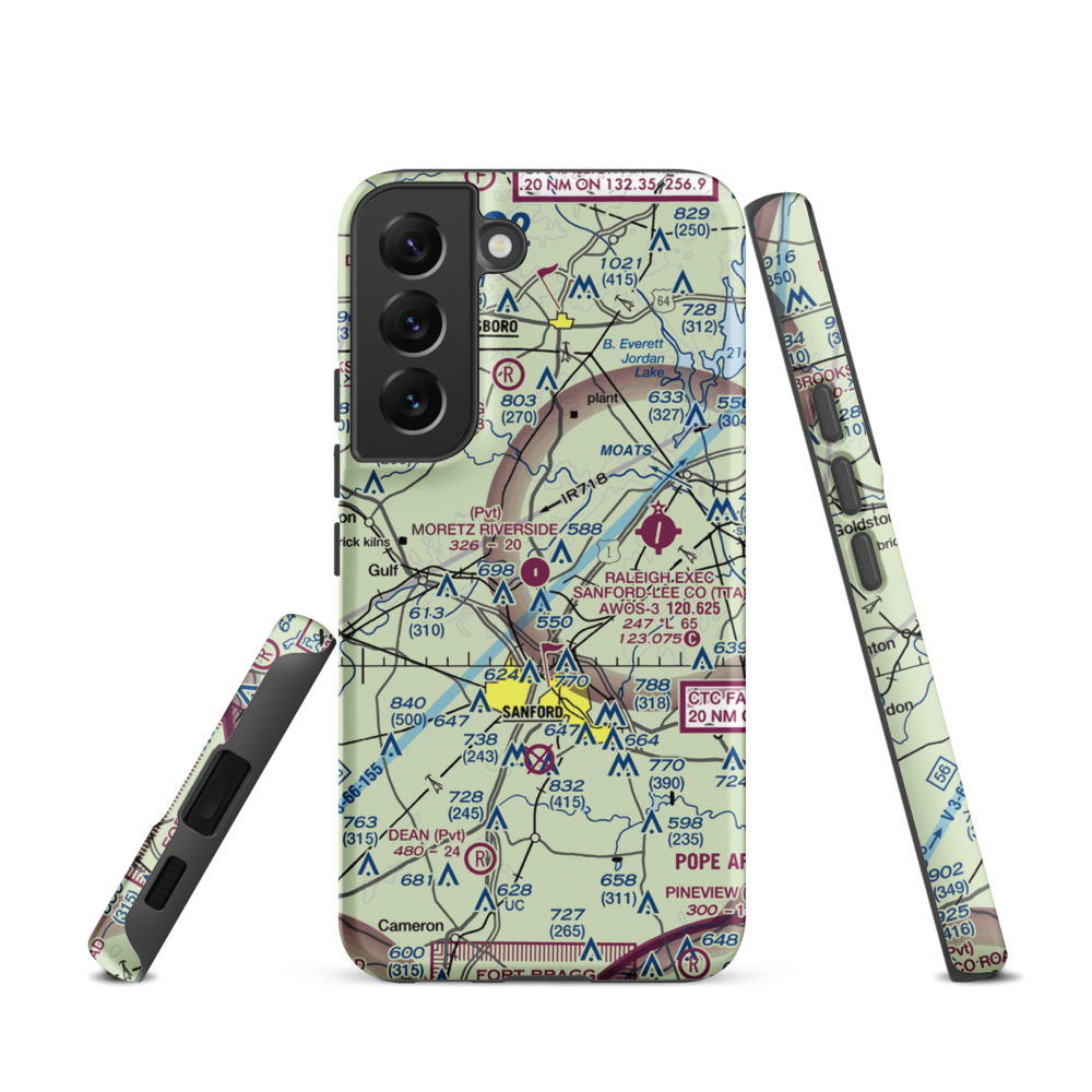 Moretz Riverside Landing Airport (NC00) VFR Sectional Samsung Phone Case Samsung Galaxy S22 model shown