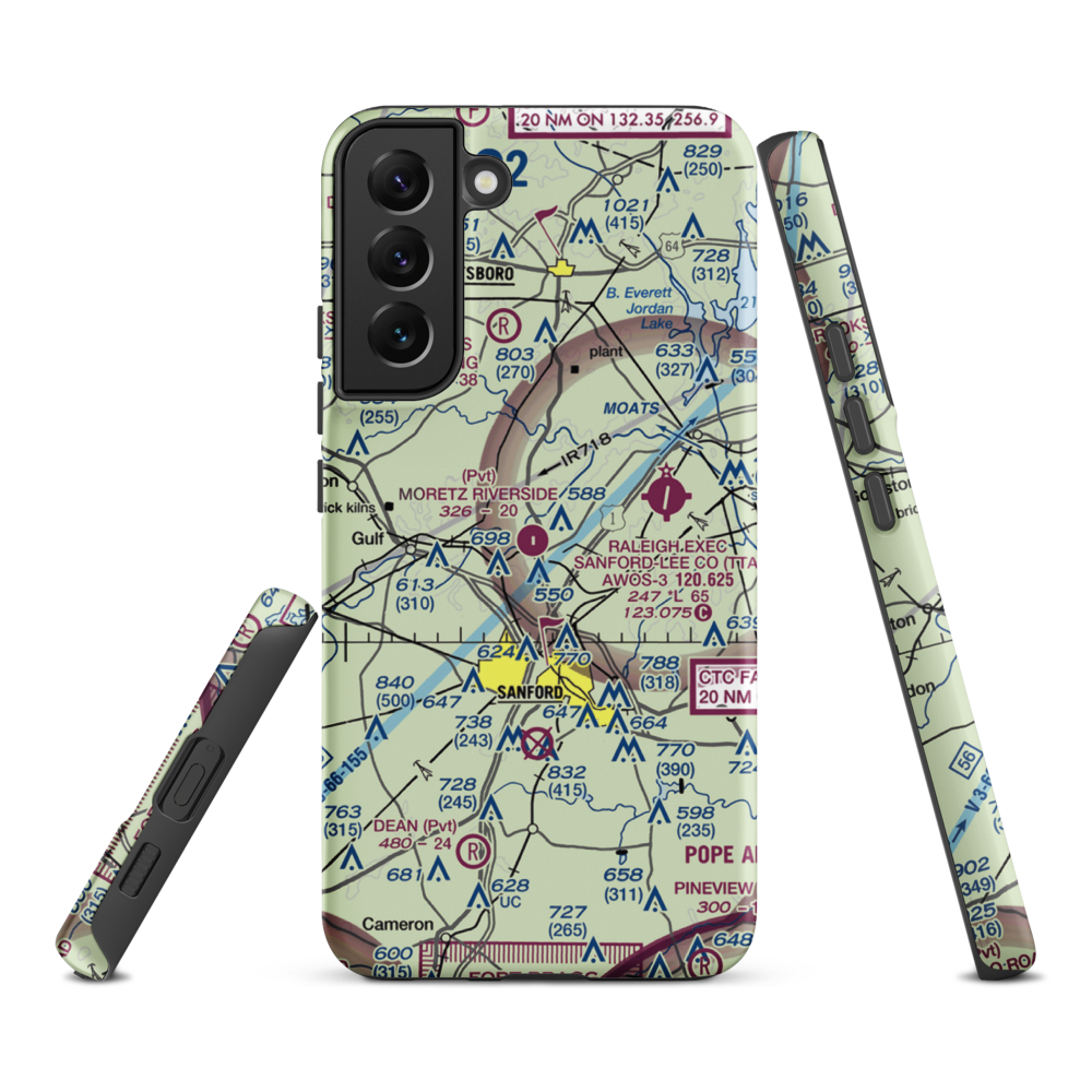 Moretz Riverside Landing Airport (NC00) VFR Sectional Samsung Phone Case Samsung Galaxy S22 Plus model shown