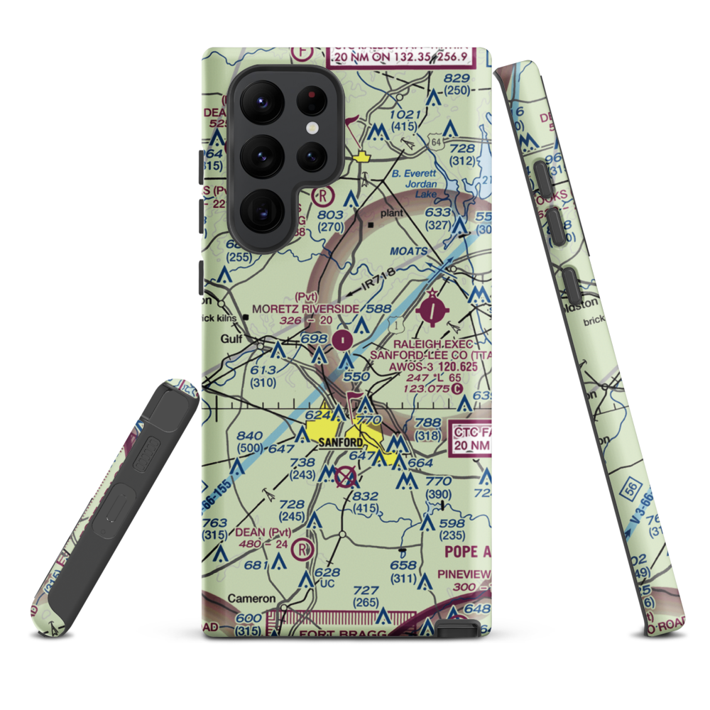 Moretz Riverside Landing Airport (NC00) VFR Sectional Samsung Phone Case Samsung Galaxy S22 Ultra model shown