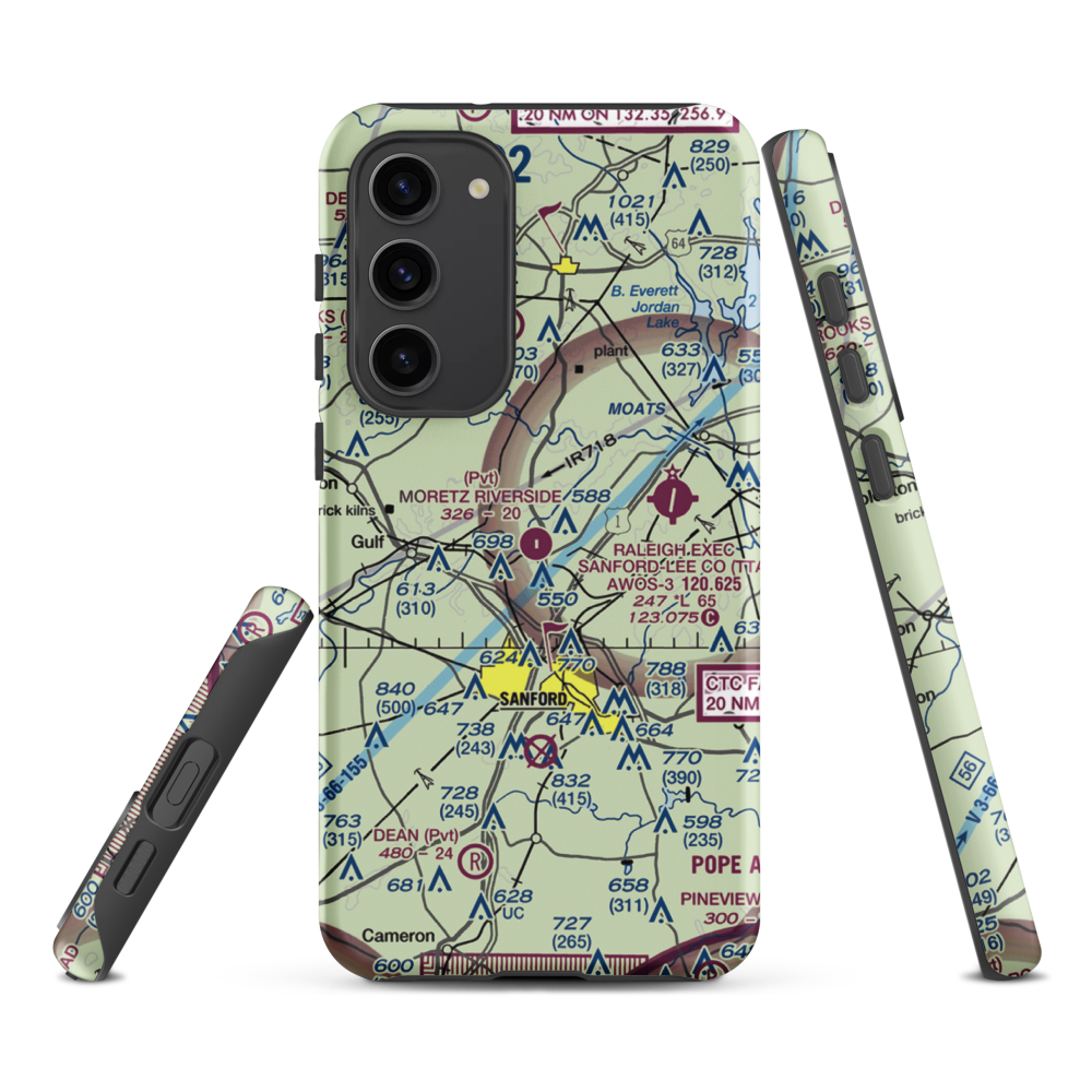 Moretz Riverside Landing Airport (NC00) VFR Sectional Samsung Phone Case Samsung Galaxy S23 Plus model shown