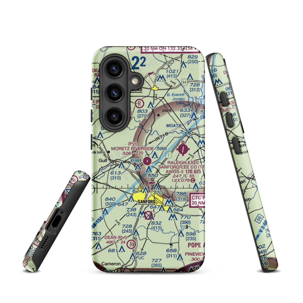 Moretz Riverside Landing Airport (NC00) VFR Sectional Samsung Phone Case Samsung Galaxy S24 model shown