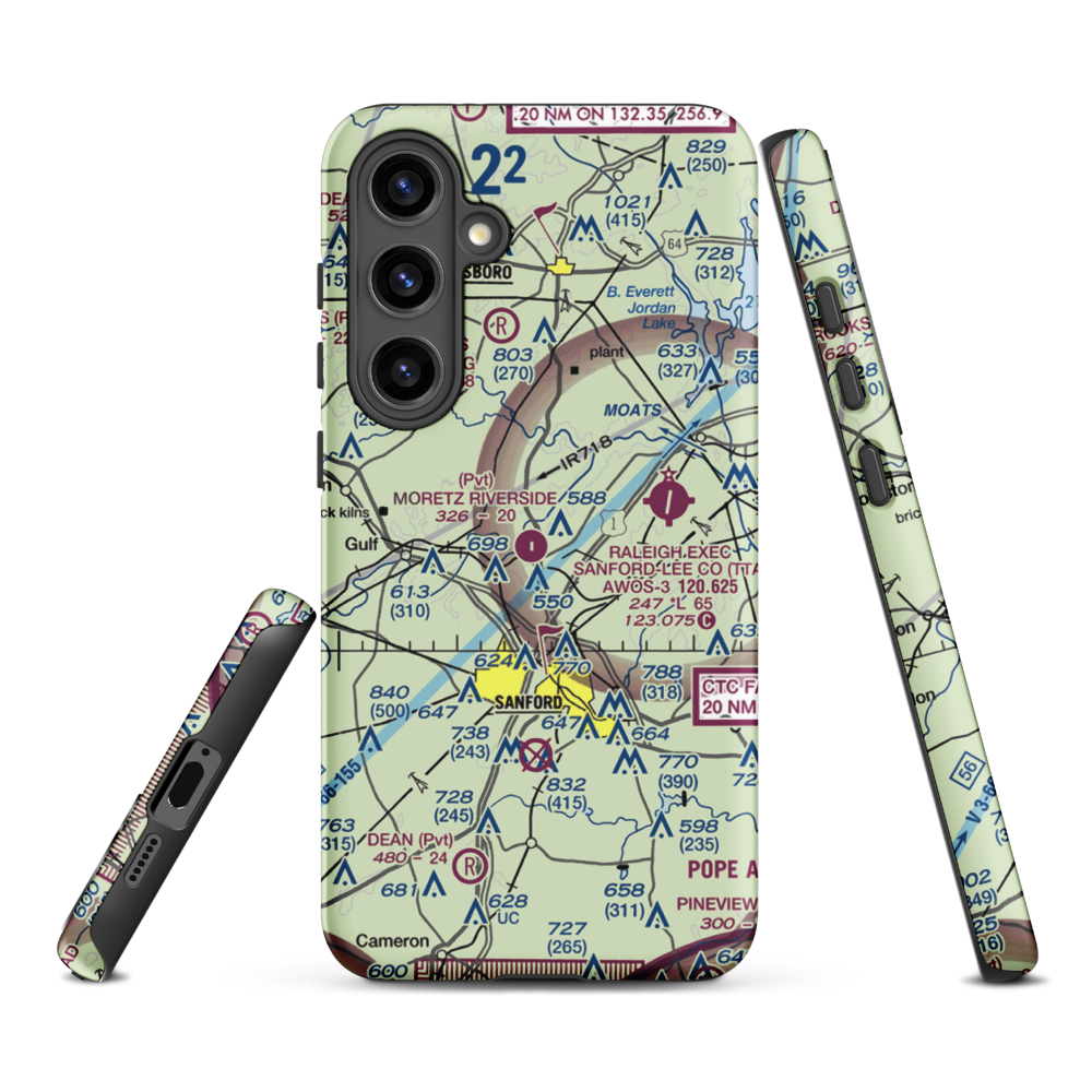 Moretz Riverside Landing Airport (NC00) VFR Sectional Samsung Phone Case Samsung Galaxy S24 Plus model shown