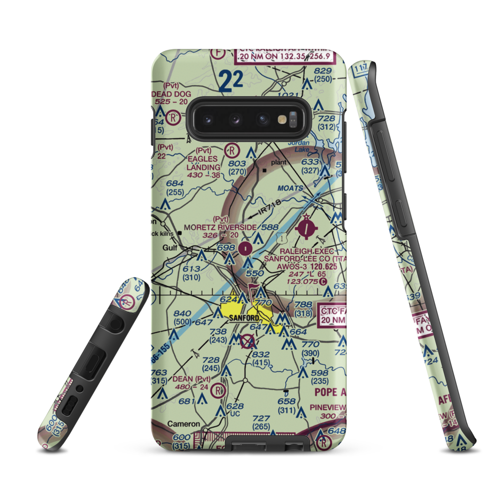 Moretz Riverside Landing Airport (NC00) VFR Sectional Samsung Phone Case Samsung Galaxy S10 Plus model shown
