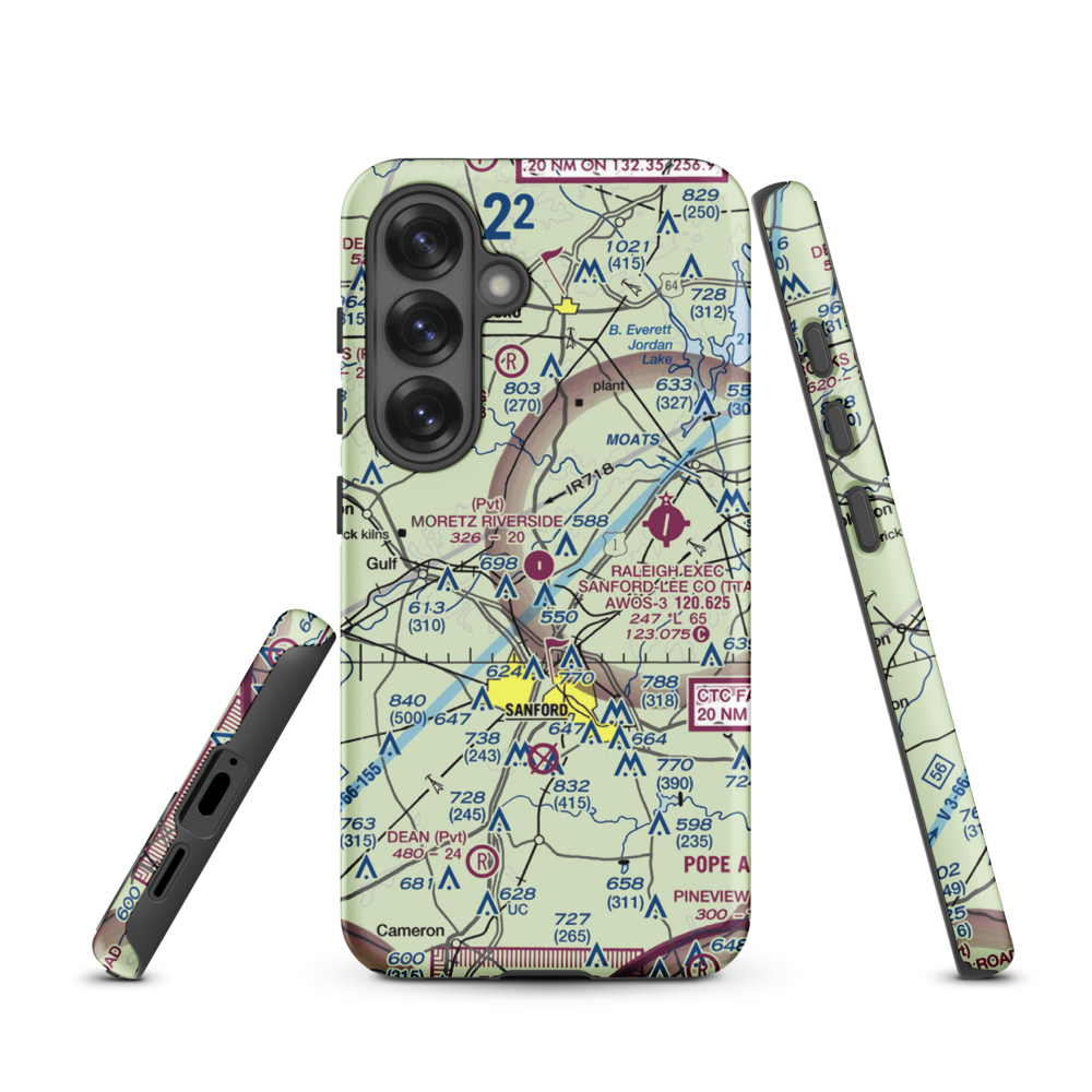 Moretz Riverside Landing Airport (NC00) VFR Sectional Samsung Phone Case Samsung Galaxy S25 model shown