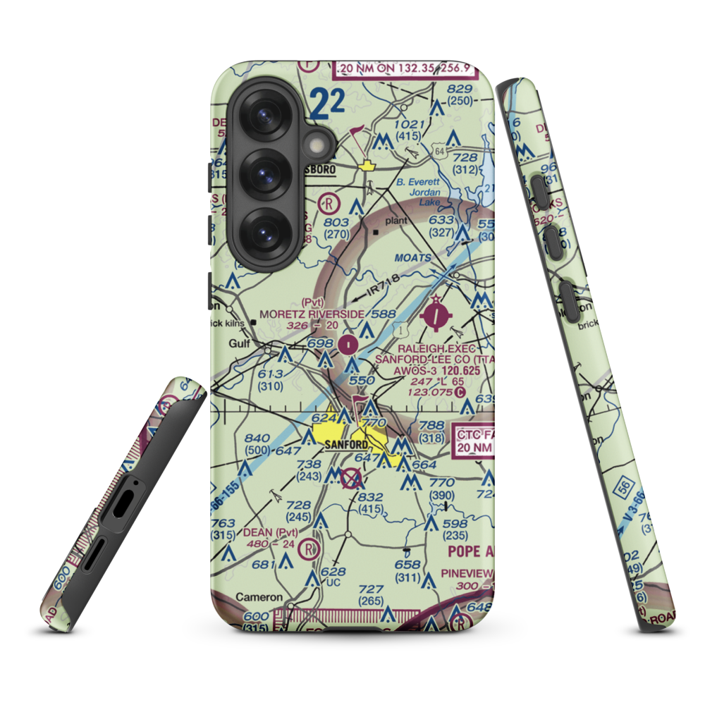 Moretz Riverside Landing Airport (NC00) VFR Sectional Samsung Phone Case Samsung Galaxy S25 Plus model shown