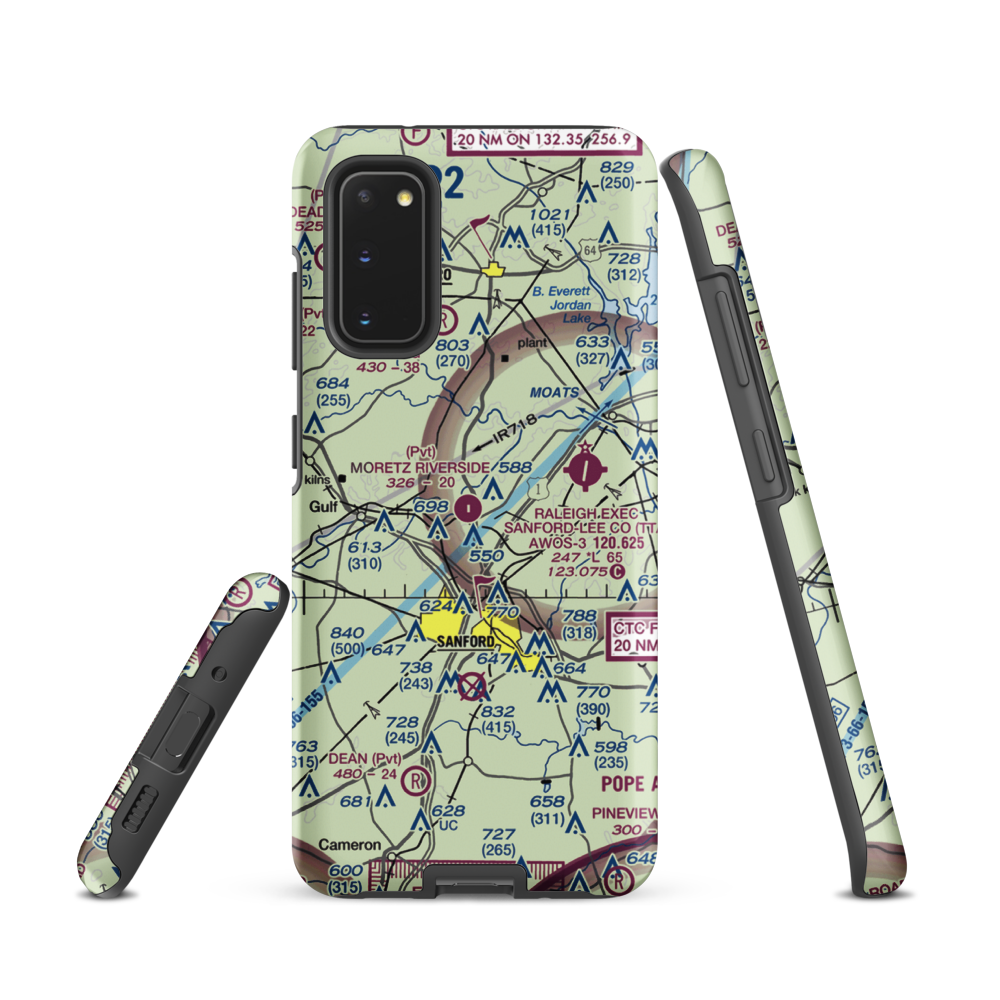 Moretz Riverside Landing Airport (NC00) VFR Sectional Samsung Phone Case Samsung Galaxy S20 model shown