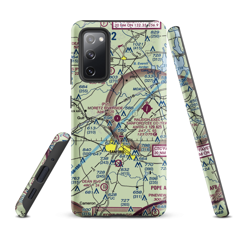Moretz Riverside Landing Airport (NC00) VFR Sectional Samsung Phone Case Samsung Galaxy S20 FE model shown