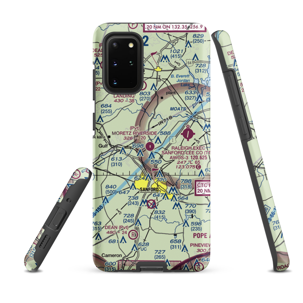 Moretz Riverside Landing Airport (NC00) VFR Sectional Samsung Phone Case Samsung Galaxy S20 Plus model shown