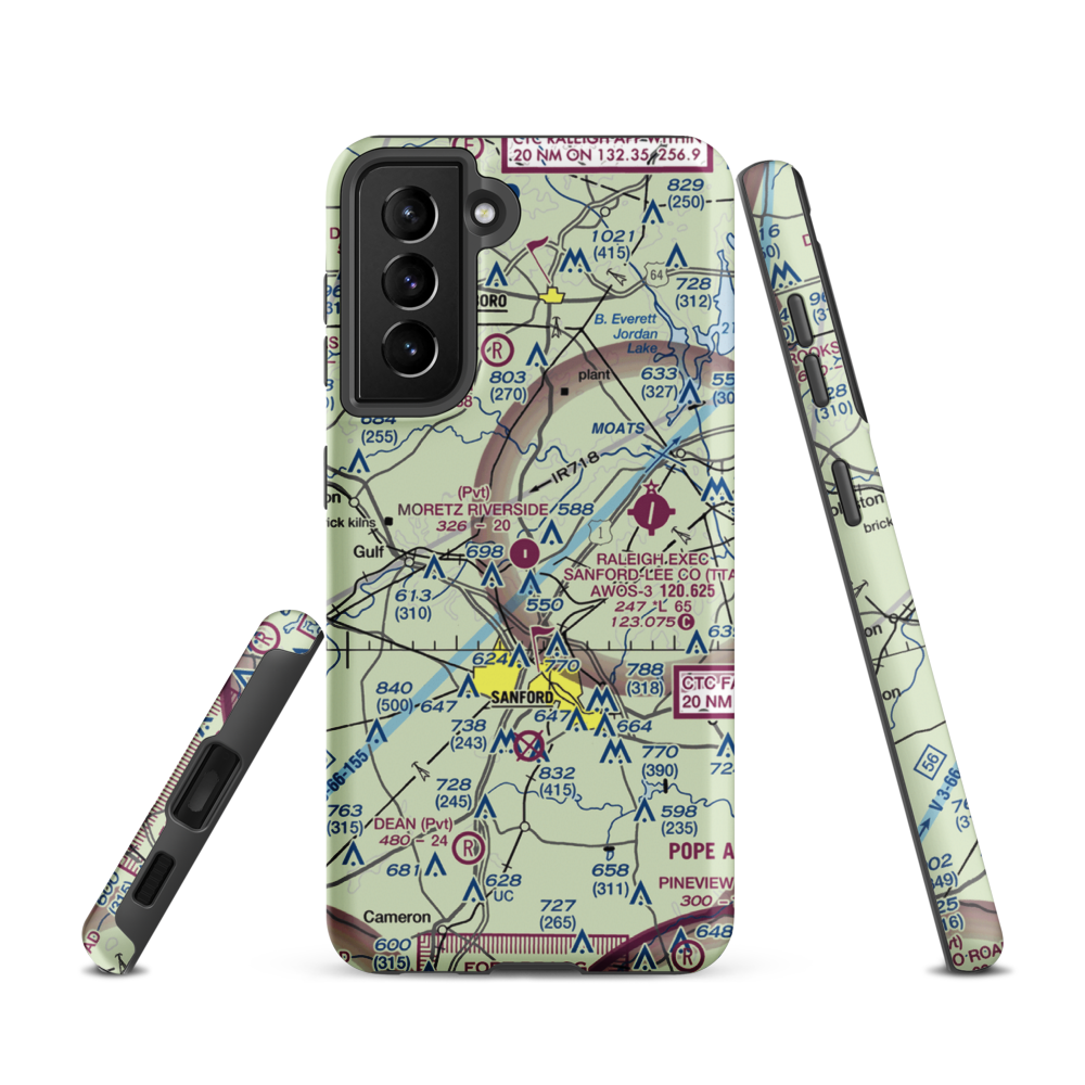 Moretz Riverside Landing Airport (NC00) VFR Sectional Samsung Phone Case Samsung Galaxy S21 model shown