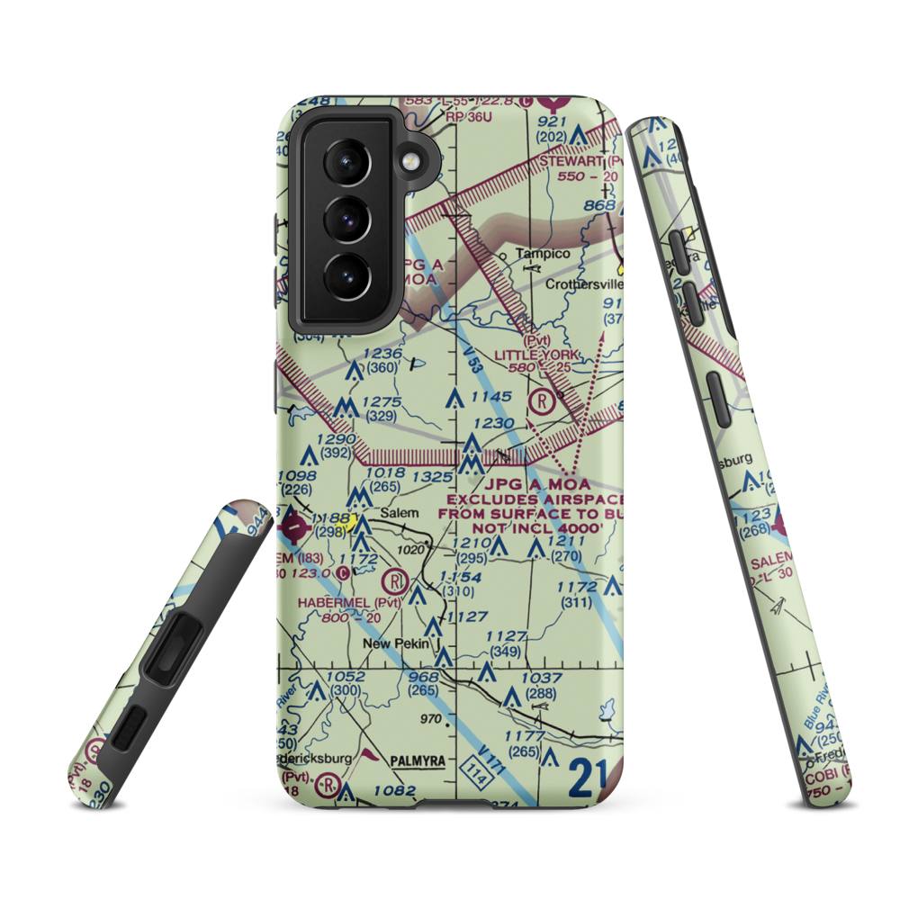 Morgan Airfield (71IN) VFR Sectional Samsung Phone Case Samsung Galaxy S21 FE model shown