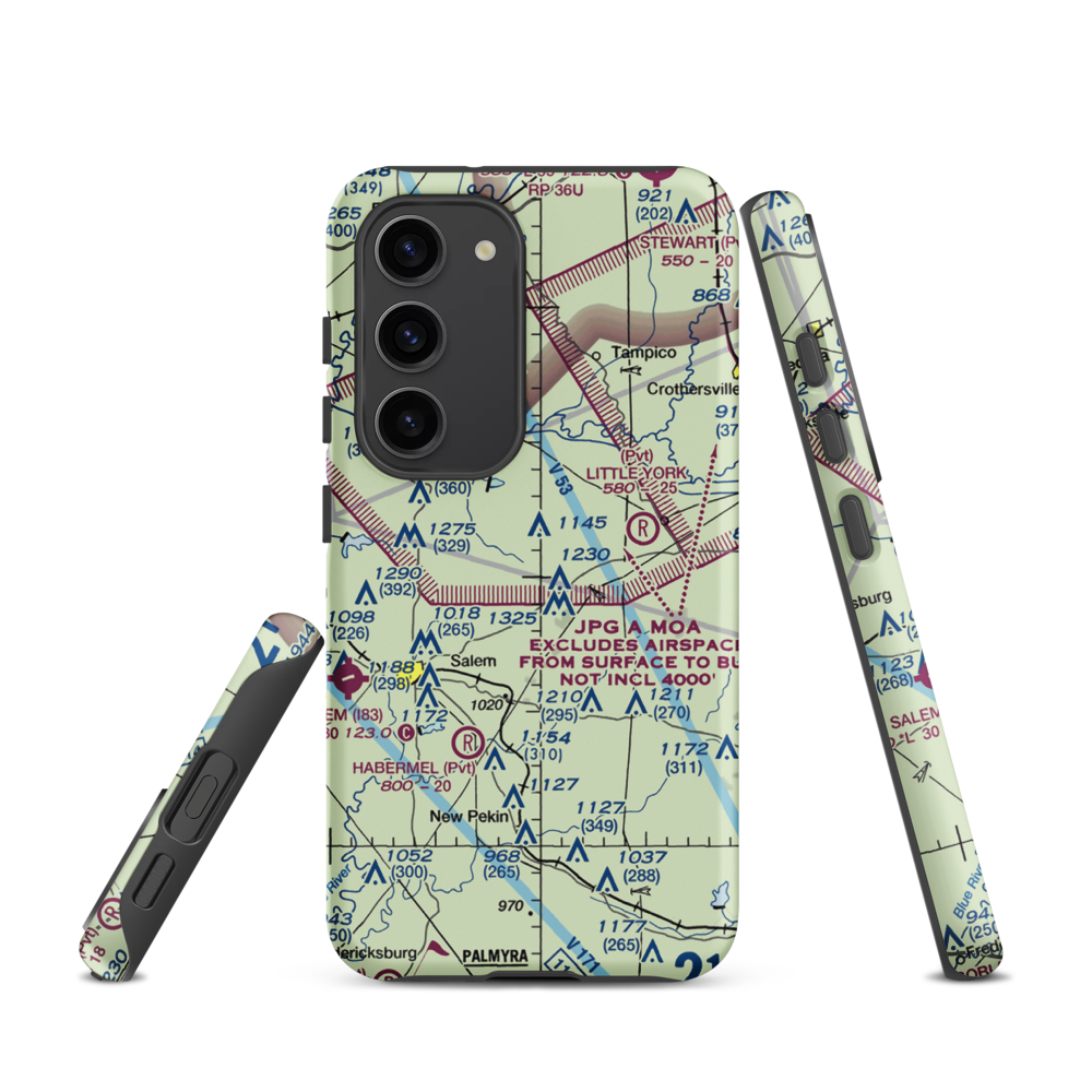 Morgan Airfield (71IN) VFR Sectional Samsung Phone Case Samsung Galaxy S23 model shown