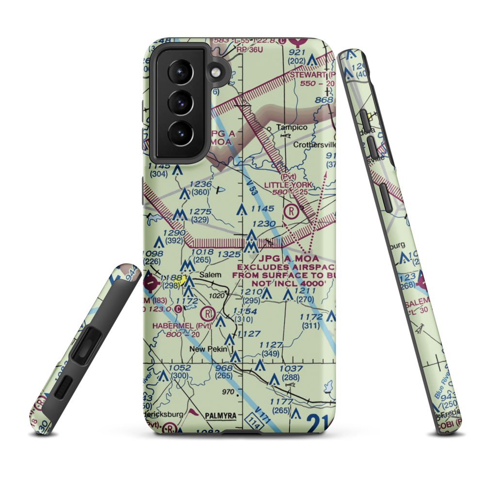 Morgan Airfield (71IN) VFR Sectional Samsung Phone Case Samsung Galaxy S21 FE model shown