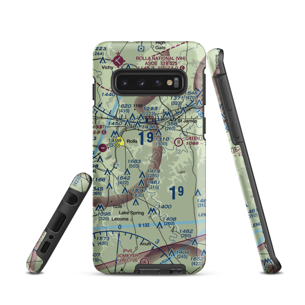Morgan Airport (MO02) VFR Sectional Samsung Phone Case Samsung Galaxy S10 model shown