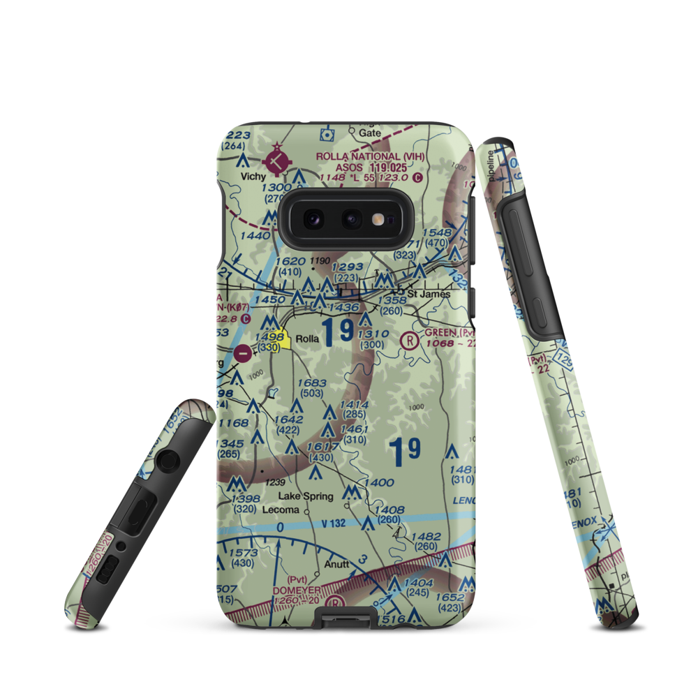 Morgan Airport (MO02) VFR Sectional Samsung Phone Case Samsung Galaxy S10e model shown