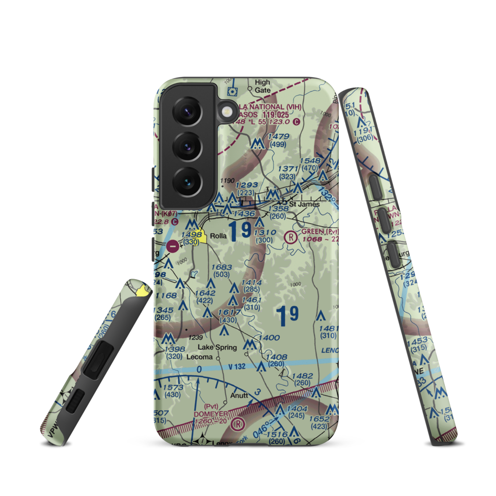 Morgan Airport (MO02) VFR Sectional Samsung Phone Case Samsung Galaxy S22 model shown