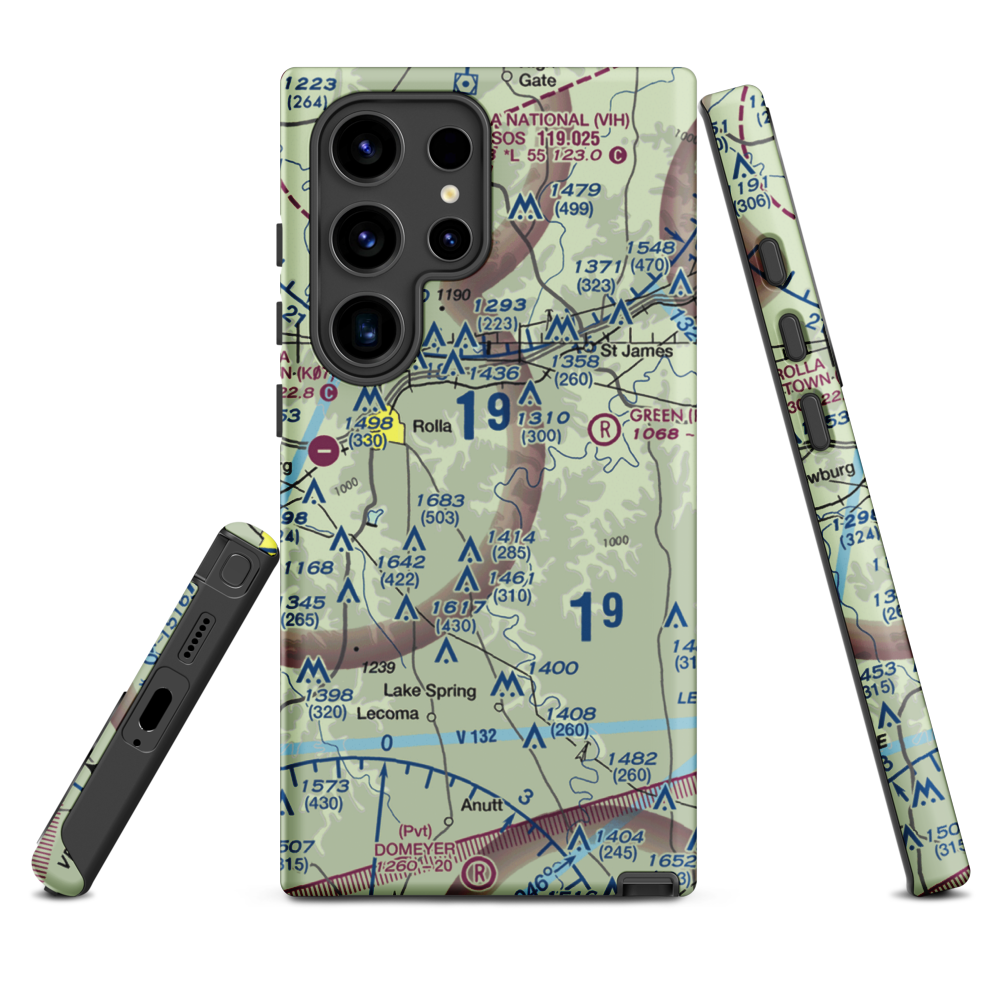Morgan Airport (MO02) VFR Sectional Samsung Phone Case Samsung Galaxy S24 Ultra model shown