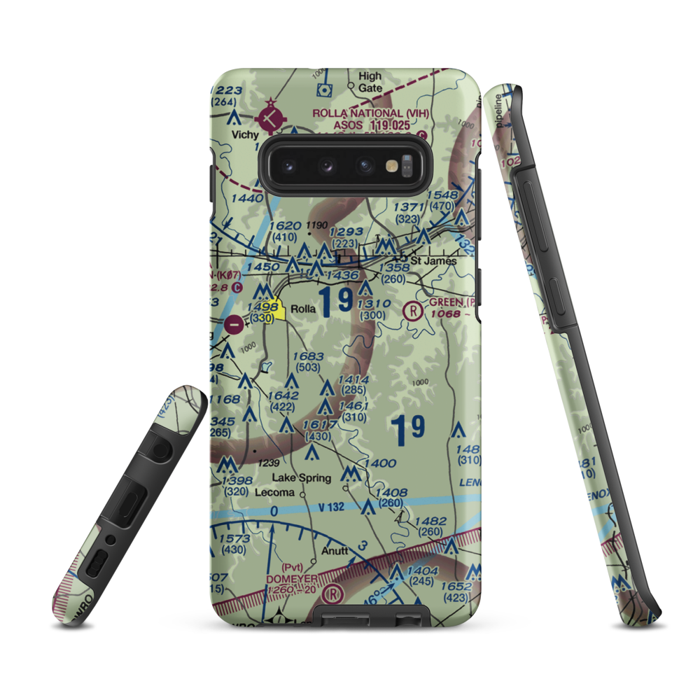 Morgan Airport (MO02) VFR Sectional Samsung Phone Case Samsung Galaxy S10 Plus model shown