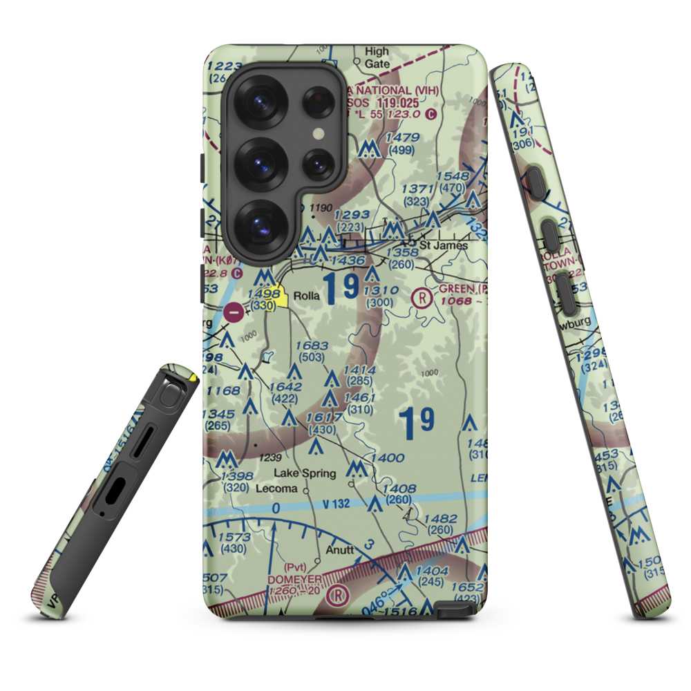 Morgan Airport (MO02) VFR Sectional Samsung Phone Case Samsung Galaxy S25 Ultra model shown