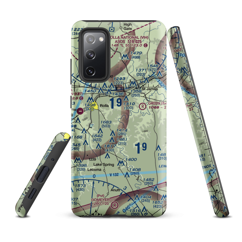 Morgan Airport (MO02) VFR Sectional Samsung Phone Case Samsung Galaxy S20 FE model shown