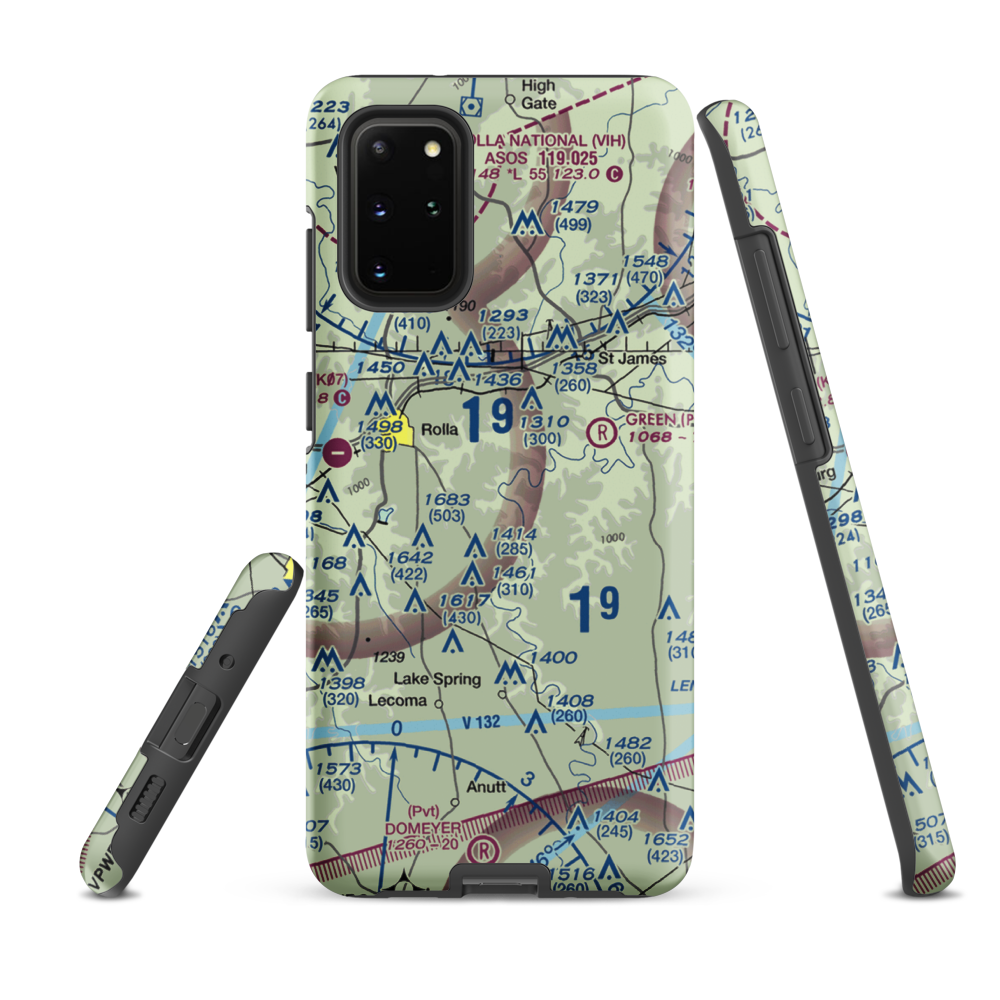 Morgan Airport (MO02) VFR Sectional Samsung Phone Case Samsung Galaxy S20 Plus model shown
