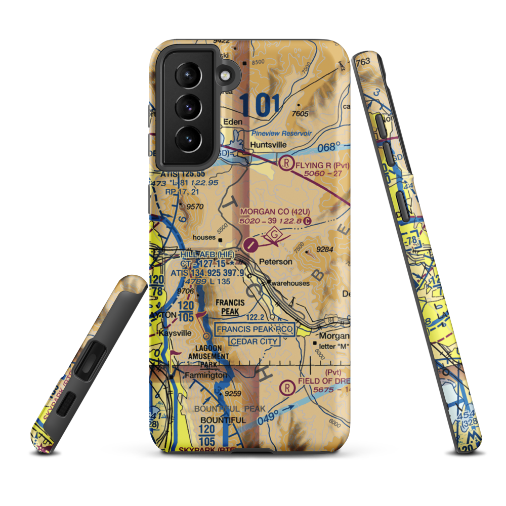 Morgan County Airport (42U) VFR Sectional Samsung Phone Case Samsung Galaxy S21 Plus model shown