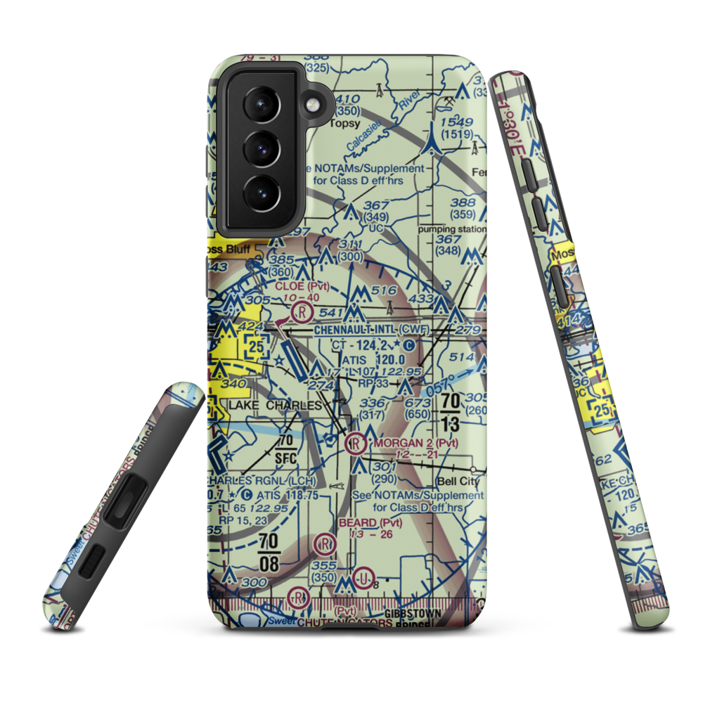 Morgan Crop Service Airport (3LA9) VFR Sectional Samsung Phone Case Samsung Galaxy S21 FE model shown