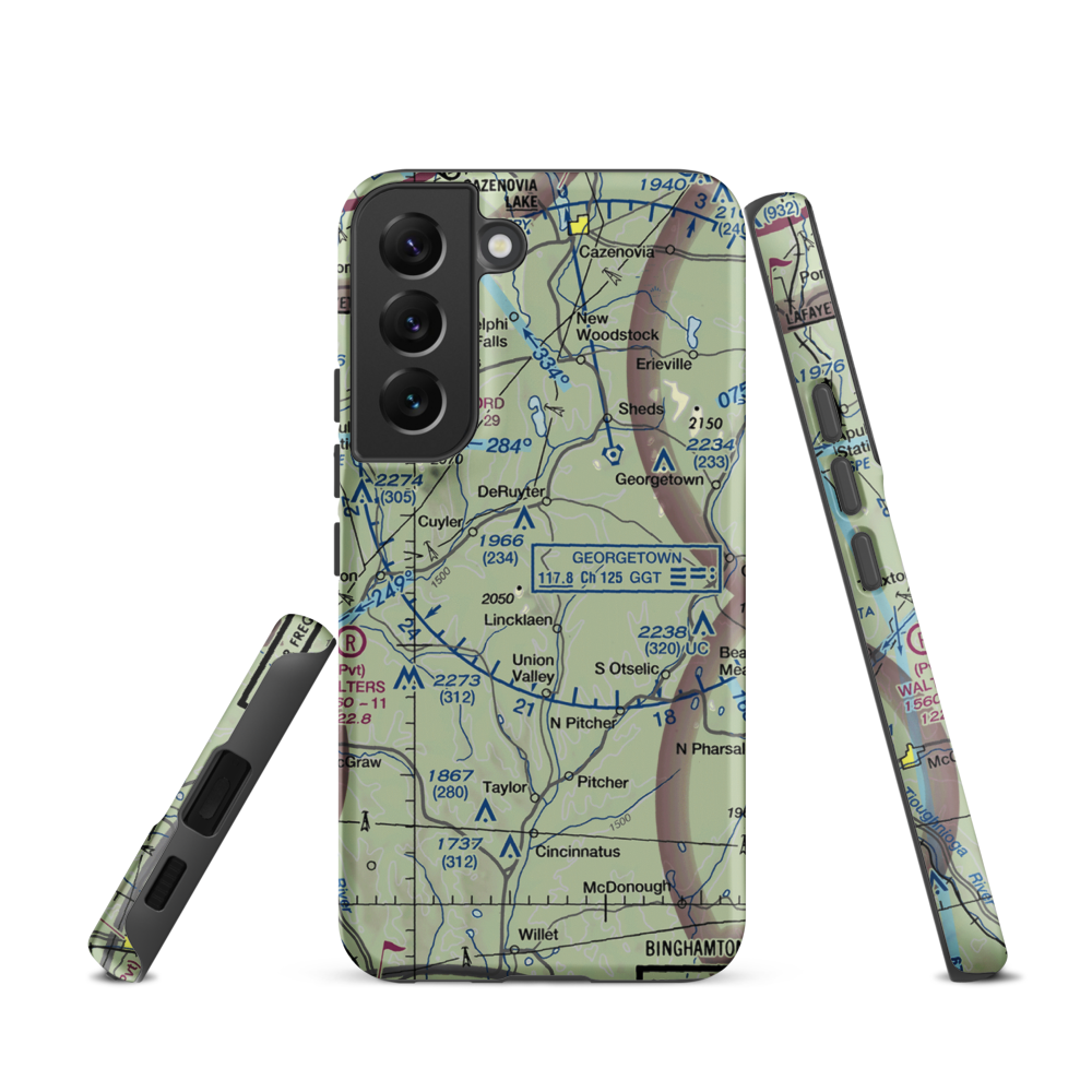 Morin Airport (7NK7) VFR Sectional Samsung Phone Case Samsung Galaxy S22 model shown
