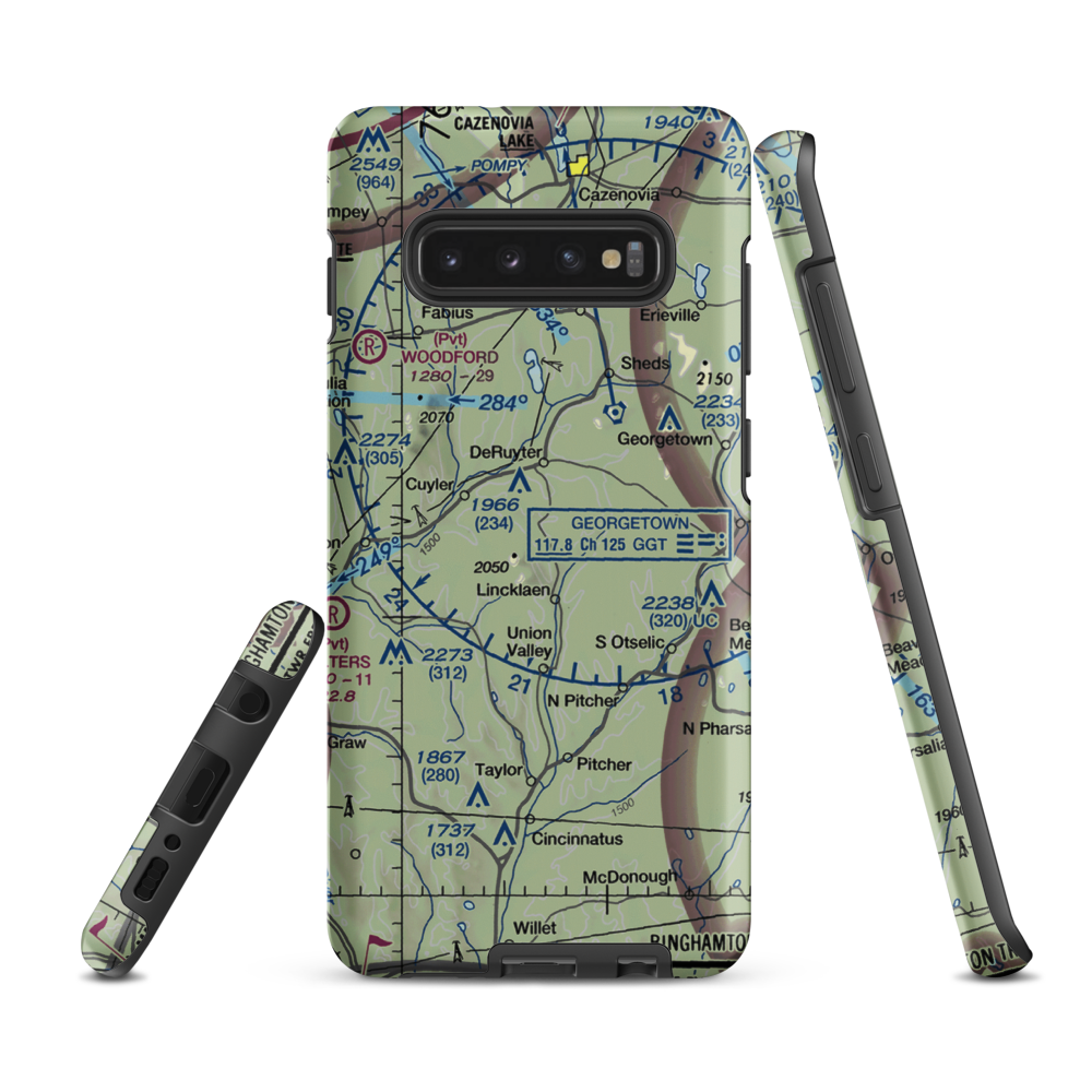 Morin Airport (7NK7) VFR Sectional Samsung Phone Case Samsung Galaxy S10 Plus model shown