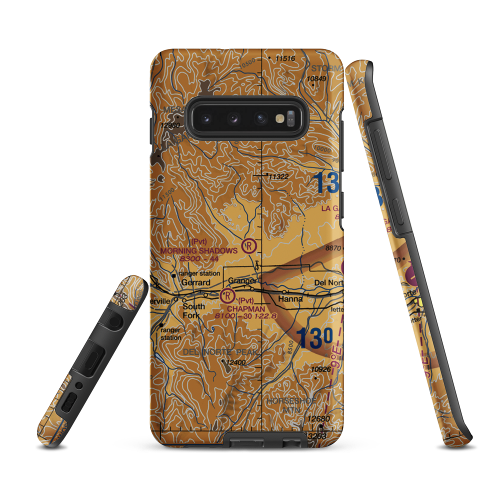 Morning Shadows Ranch Airport (CD69) VFR Sectional Samsung Phone Case Samsung Galaxy S10 Plus model shown