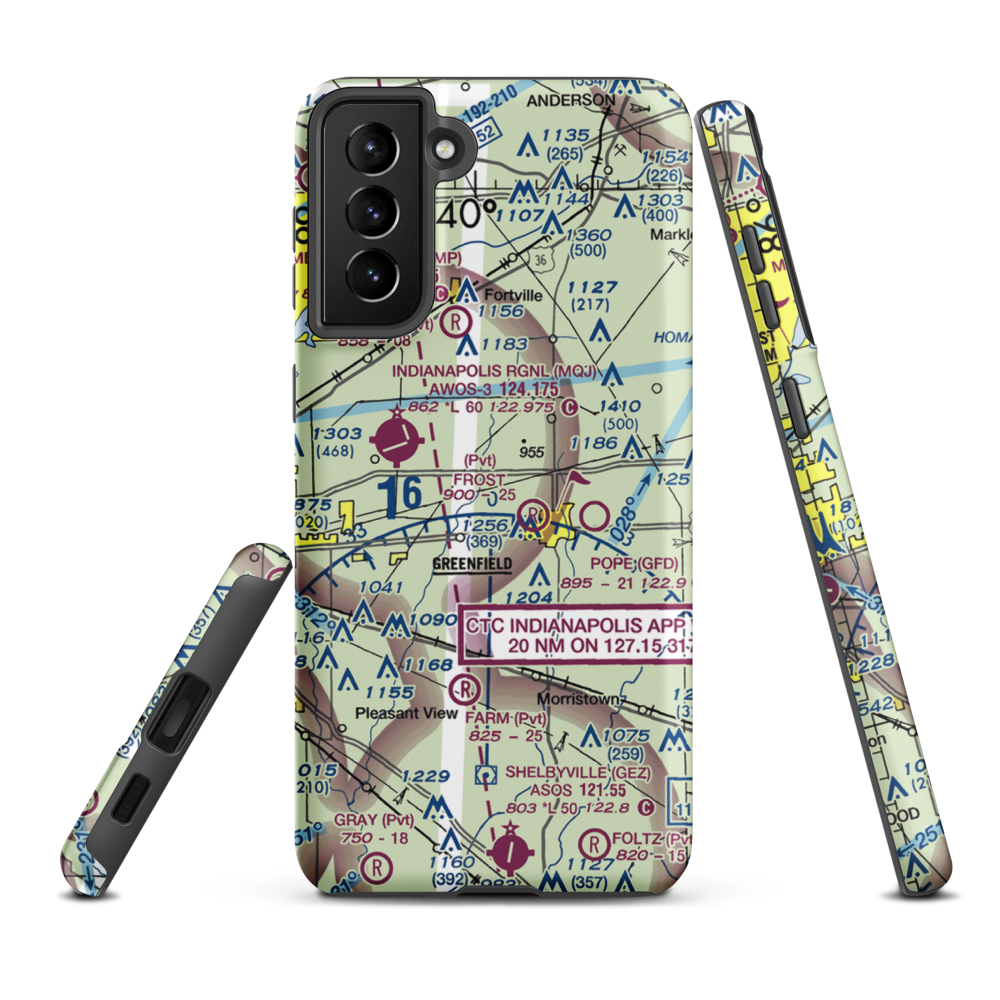 Morris Airport (1II8) VFR Sectional Samsung Phone Case Samsung Galaxy S21 Plus model shown