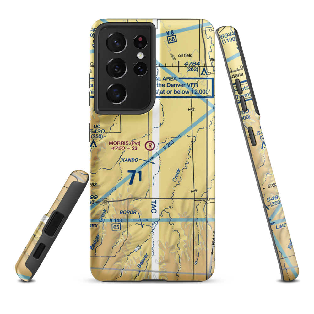 Morris Airport (CD13) VFR Sectional Samsung Phone Case Samsung Galaxy S21 Ultra model shown