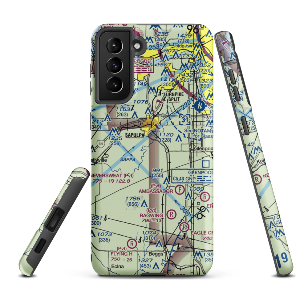 Morris Airport (OL23) VFR Sectional Samsung Phone Case Samsung Galaxy S21 Plus model shown