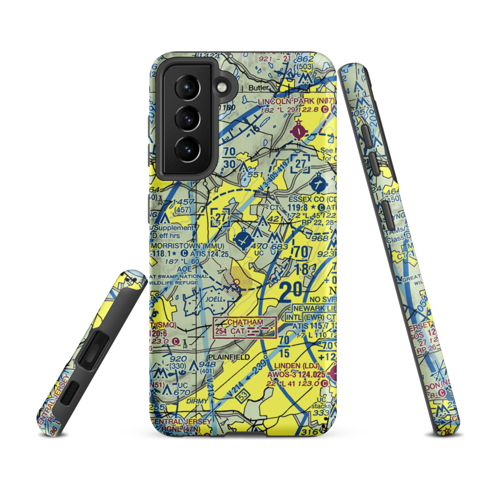Morristown Municipal Airport (MMU) VFR Sectional Samsung Phone Case Samsung Galaxy S21 FE model shown