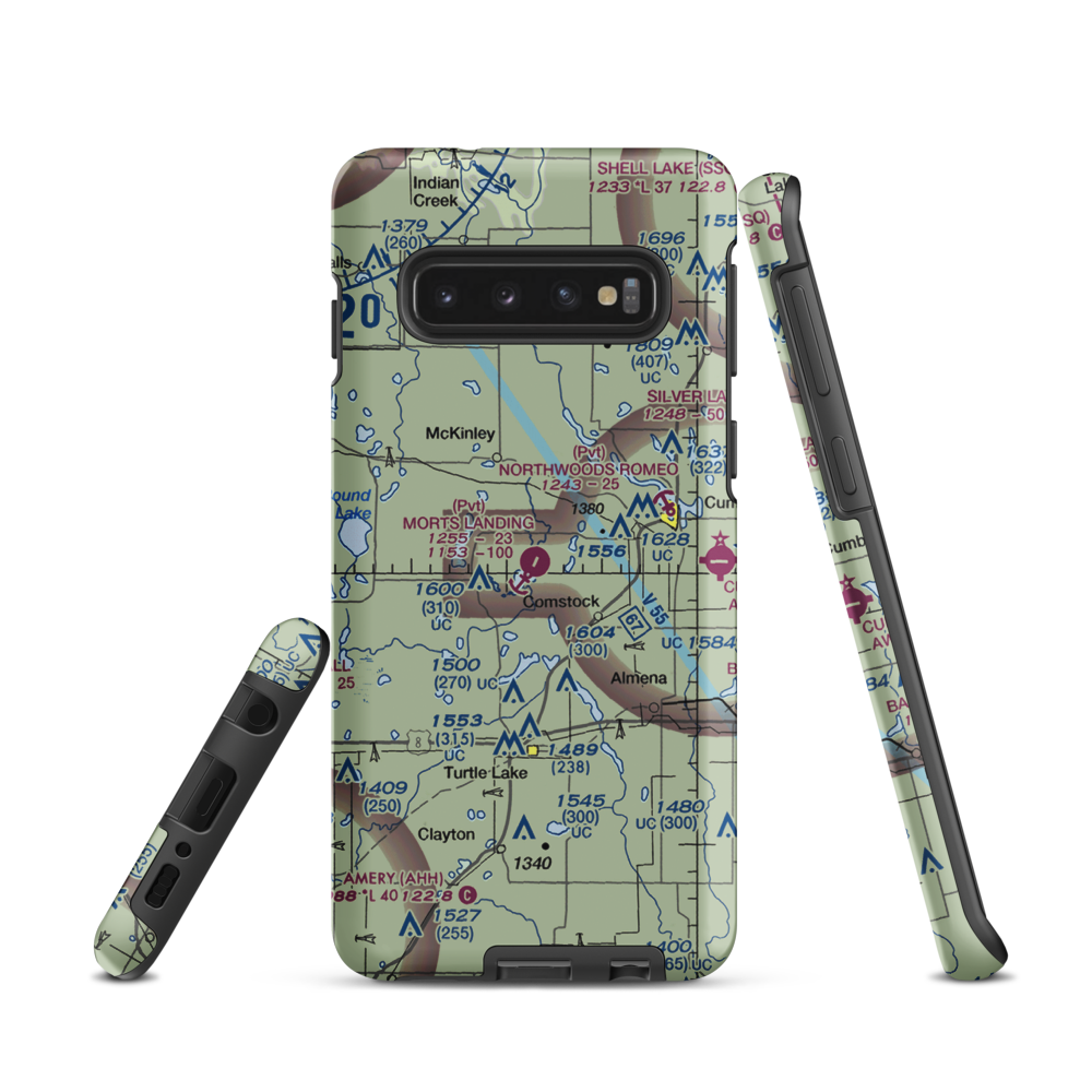 Mort's Landing Airport (0WI1) VFR Sectional Samsung Phone Case Samsung Galaxy S10 model shown