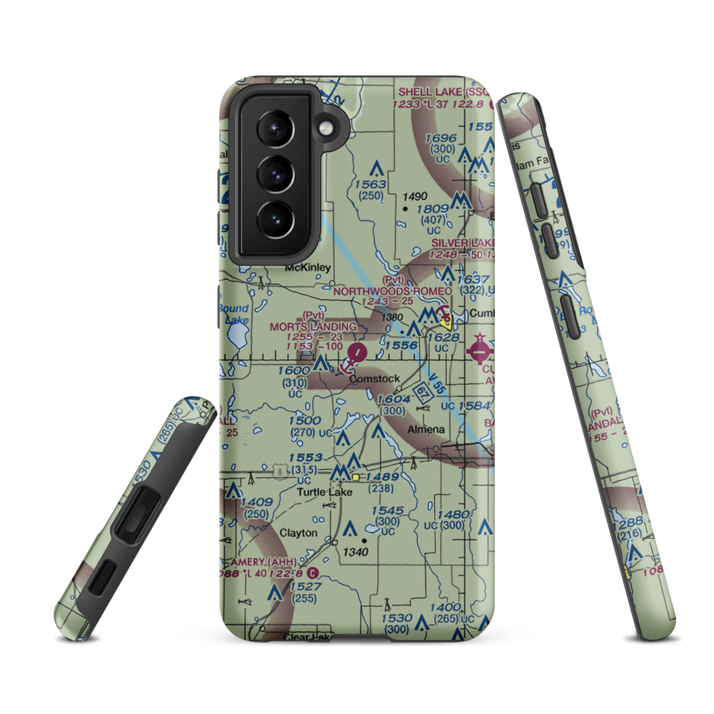 Mort's Landing Airport (0WI1) VFR Sectional Samsung Phone Case Samsung Galaxy S21 FE model shown
