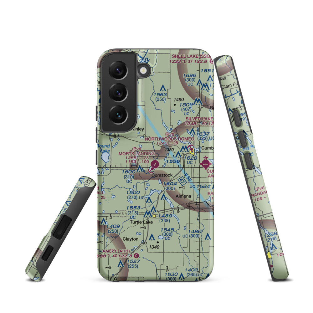 Mort's Landing Airport (0WI1) VFR Sectional Samsung Phone Case Samsung Galaxy S22 model shown