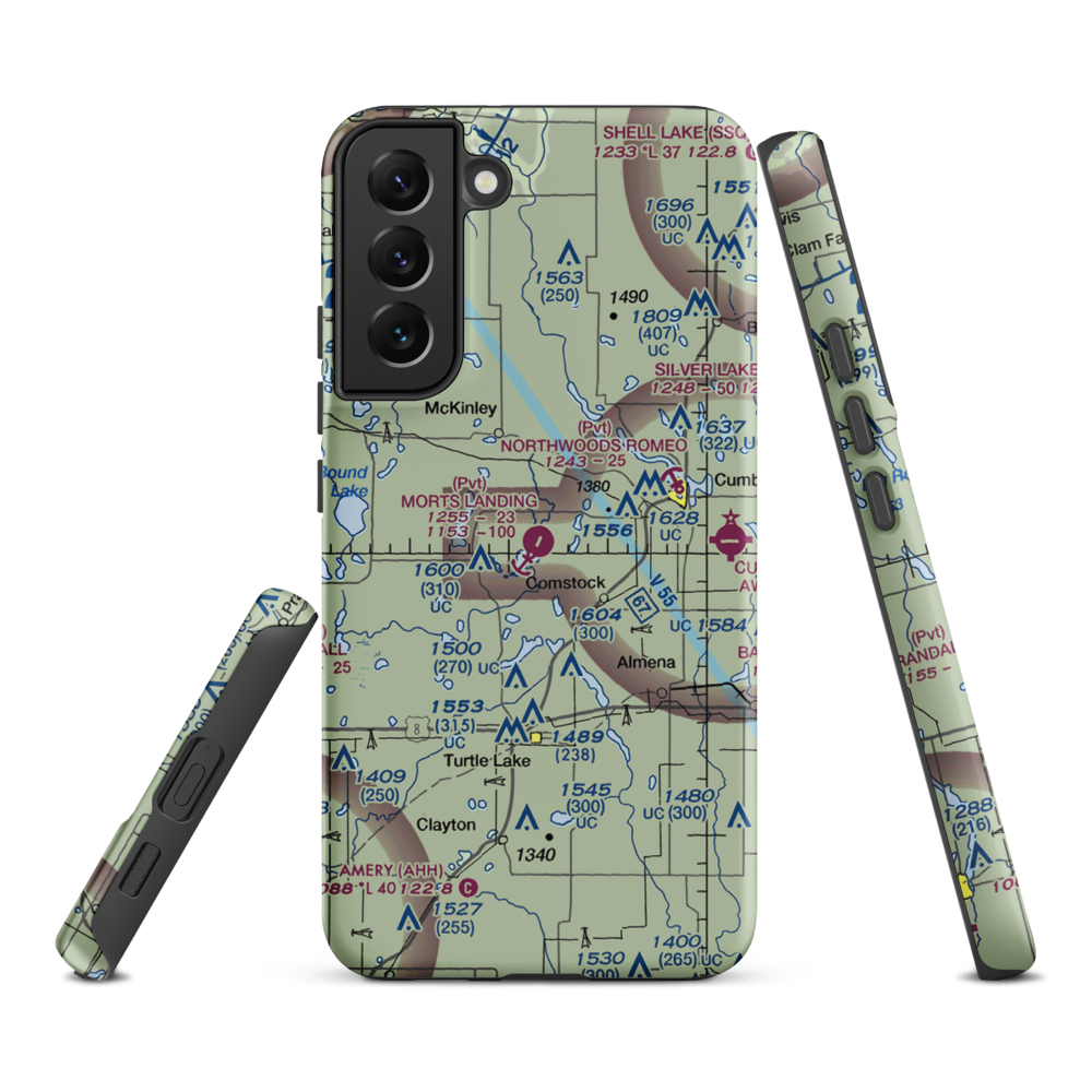 Mort's Landing Airport (0WI1) VFR Sectional Samsung Phone Case Samsung Galaxy S22 Plus model shown