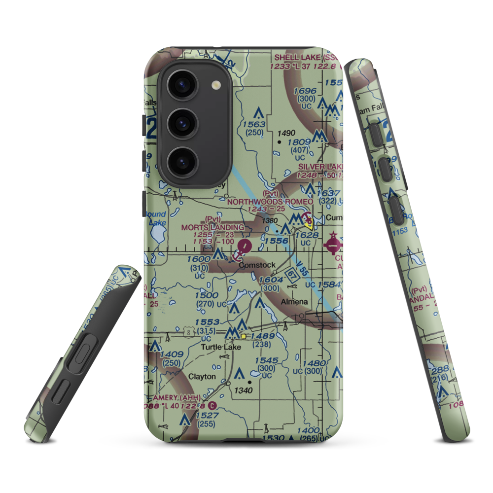 Mort's Landing Airport (0WI1) VFR Sectional Samsung Phone Case Samsung Galaxy S23 Plus model shown
