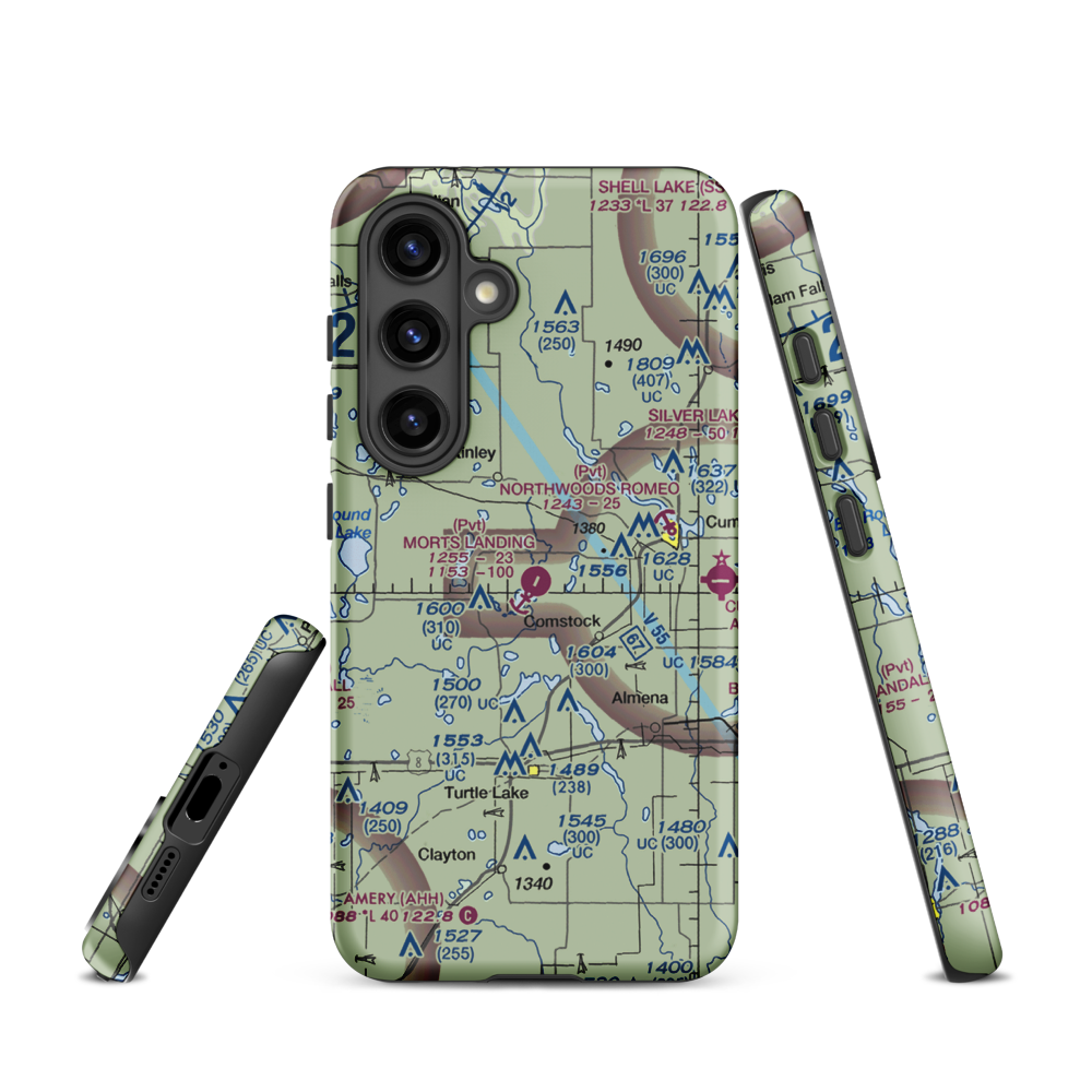 Mort's Landing Airport (0WI1) VFR Sectional Samsung Phone Case Samsung Galaxy S24 model shown