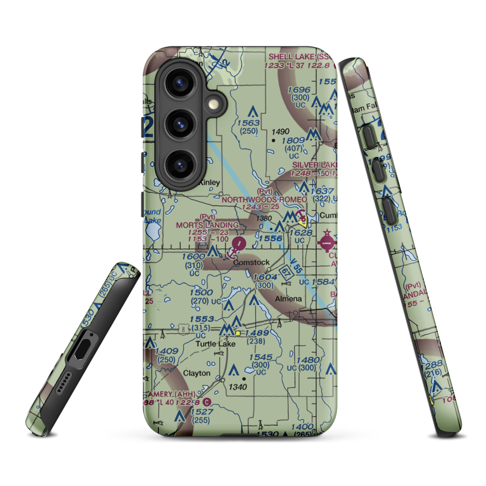 Mort's Landing Airport (0WI1) VFR Sectional Samsung Phone Case Samsung Galaxy S24 Plus model shown