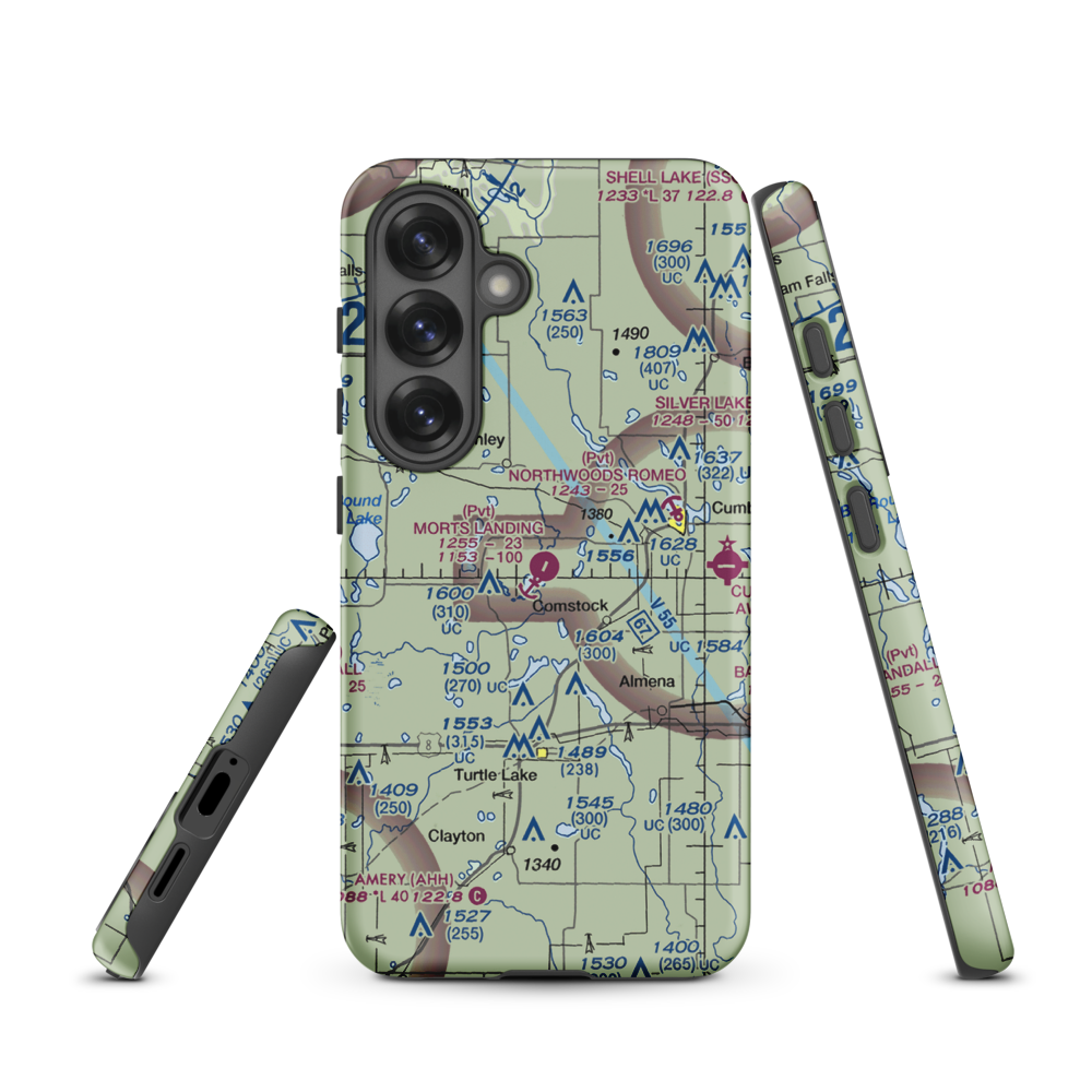 Mort's Landing Airport (0WI1) VFR Sectional Samsung Phone Case Samsung Galaxy S25 model shown