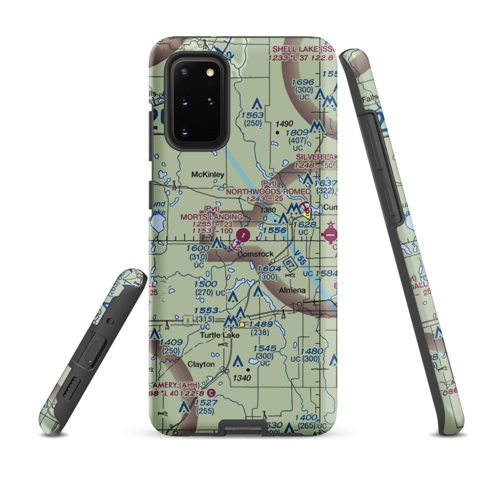 Mort's Landing Airport (0WI1) VFR Sectional Samsung Phone Case Samsung Galaxy S20 Plus model shown