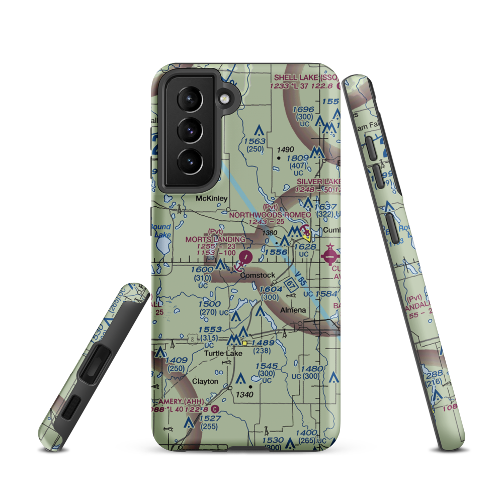 Mort's Landing Airport (0WI1) VFR Sectional Samsung Phone Case Samsung Galaxy S21 model shown