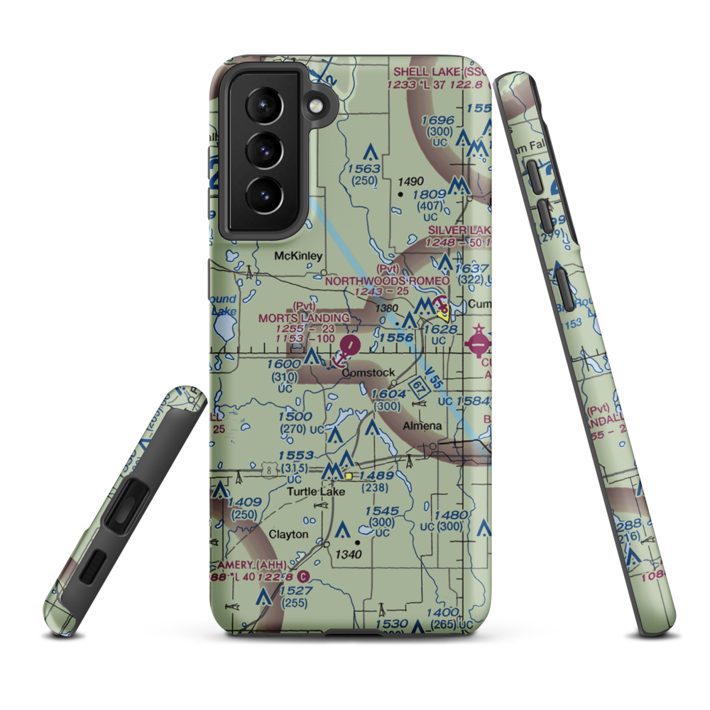 Mort's Landing Airport (0WI1) VFR Sectional Samsung Phone Case Samsung Galaxy S21 FE model shown