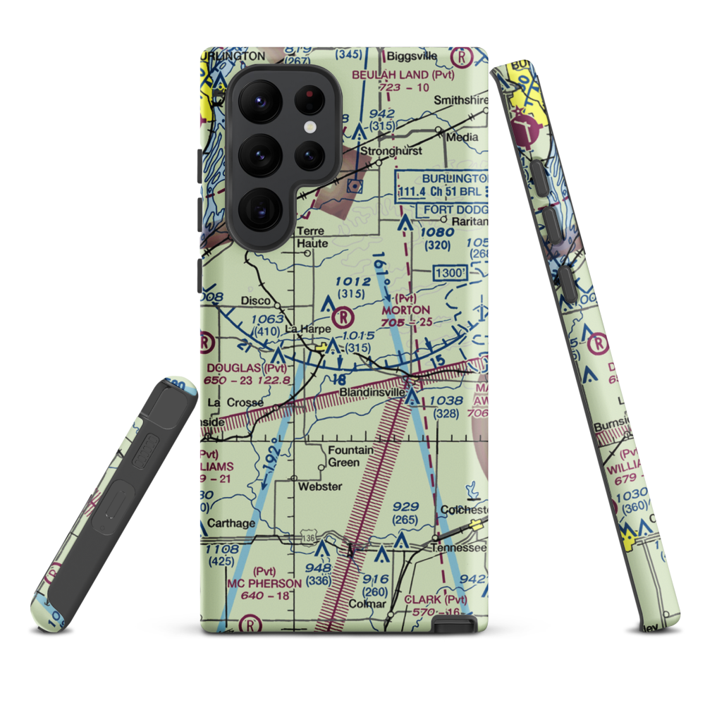 Morton Airport (IS55) VFR Sectional Samsung Phone Case Samsung Galaxy S22 Ultra model shown