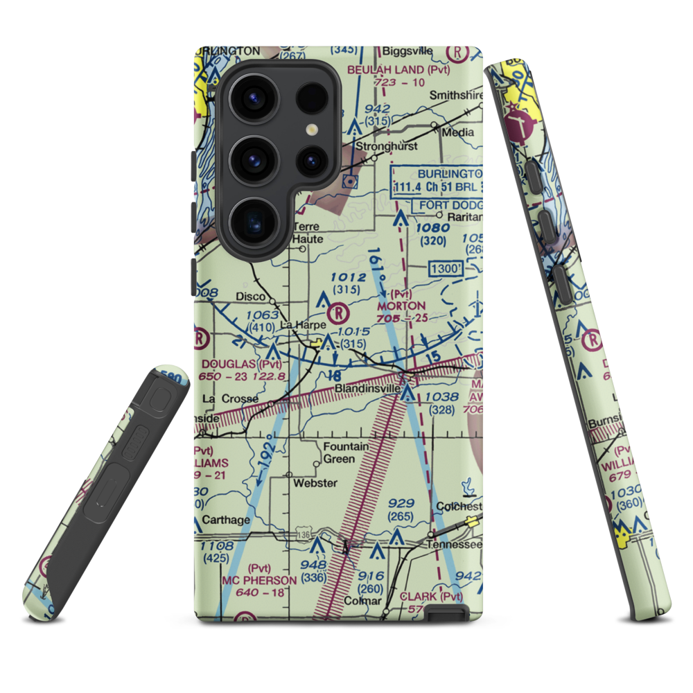 Morton Airport (IS55) VFR Sectional Samsung Phone Case Samsung Galaxy S23 Ultra model shown