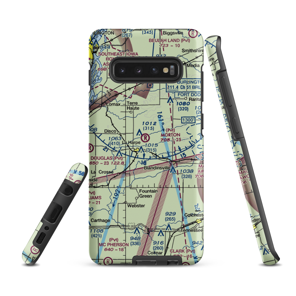 Morton Airport (IS55) VFR Sectional Samsung Phone Case Samsung Galaxy S10 Plus model shown