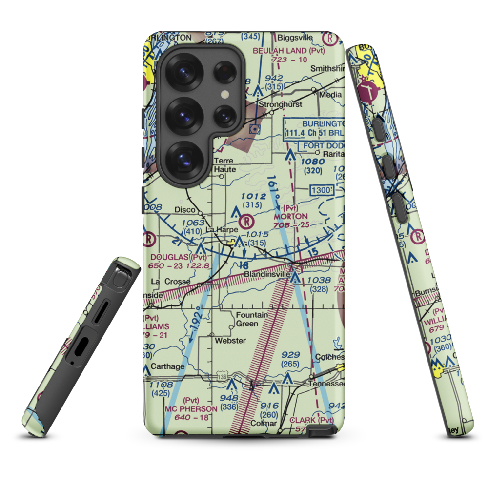 Morton Airport (IS55) VFR Sectional Samsung Phone Case Samsung Galaxy S25 Ultra model shown