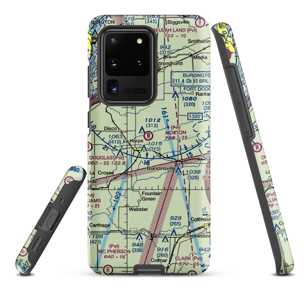 Morton Airport (IS55) VFR Sectional Samsung Phone Case Samsung Galaxy S20 Ultra model shown