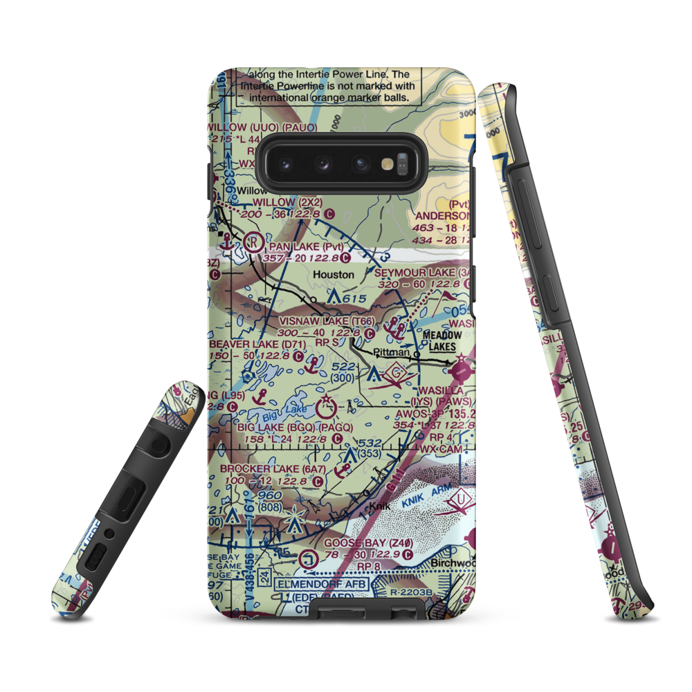 Morvro Lake Seaplane Base (80AK) VFR Sectional Samsung Phone Case Samsung Galaxy S10 Plus model shown